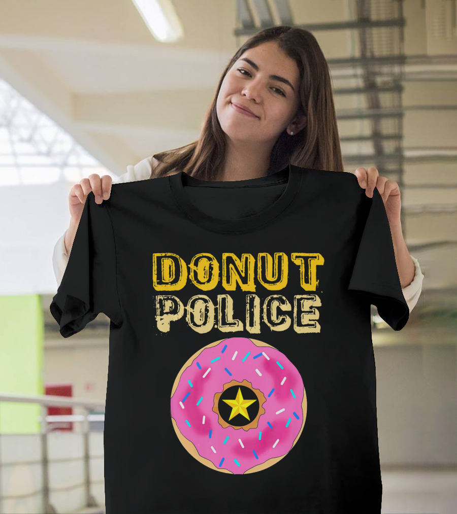 Donut Police Funny Doughnut Lovers And Pink Sprinkled Star Badge T-Shirt