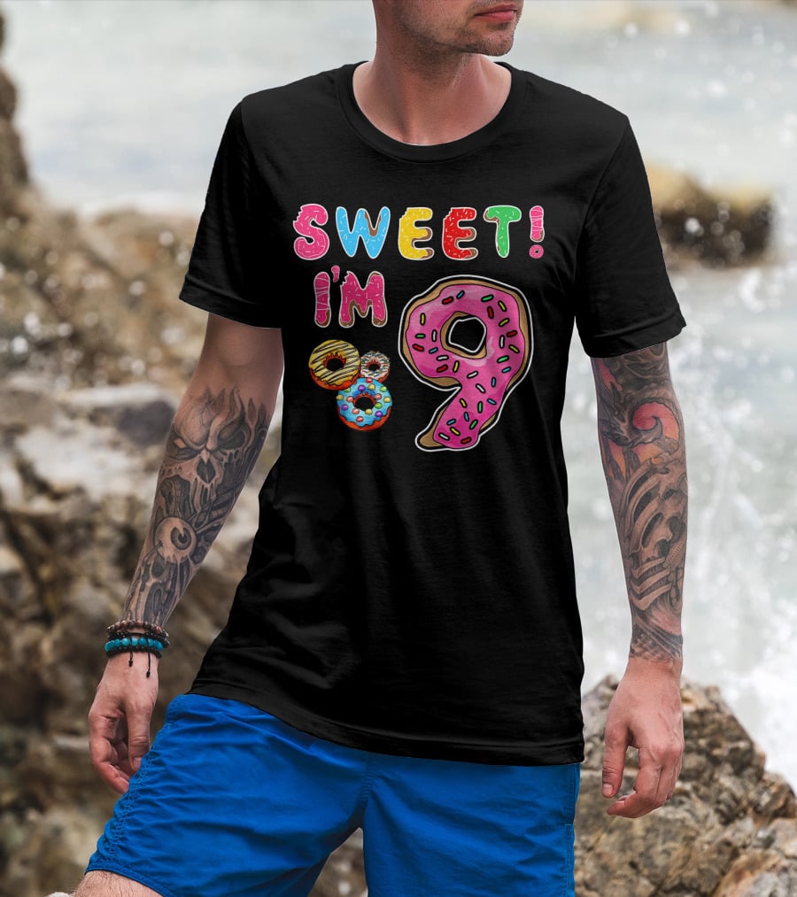 Sweet I'm 9 With Colorful Donuts T-Shirt