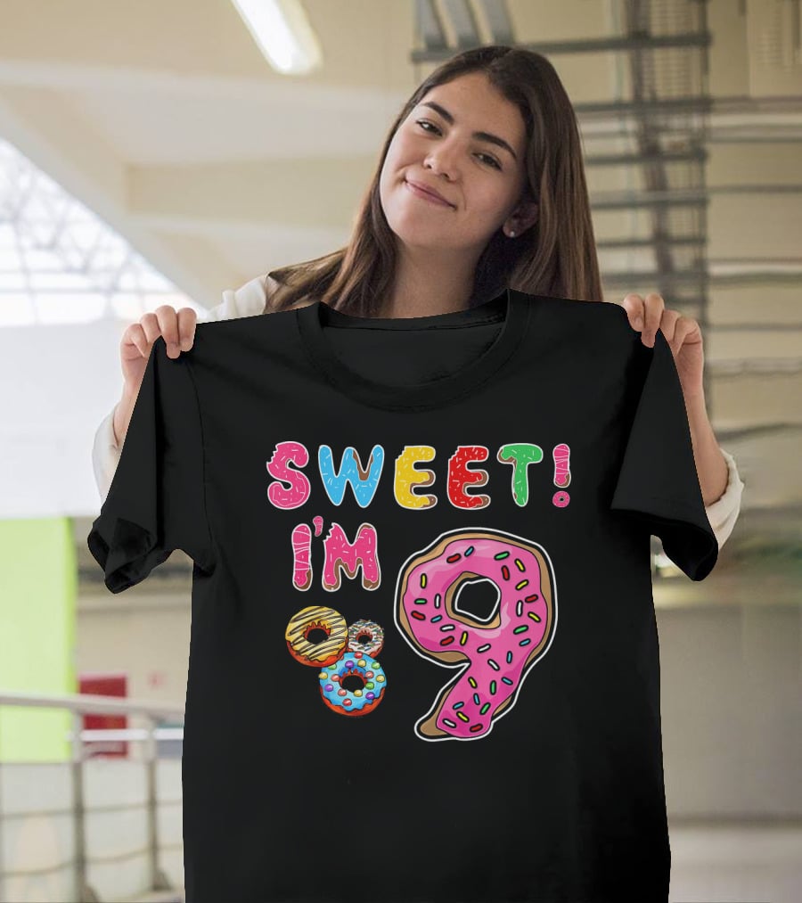 Sweet I'm 9 With Colorful Donuts T-Shirt