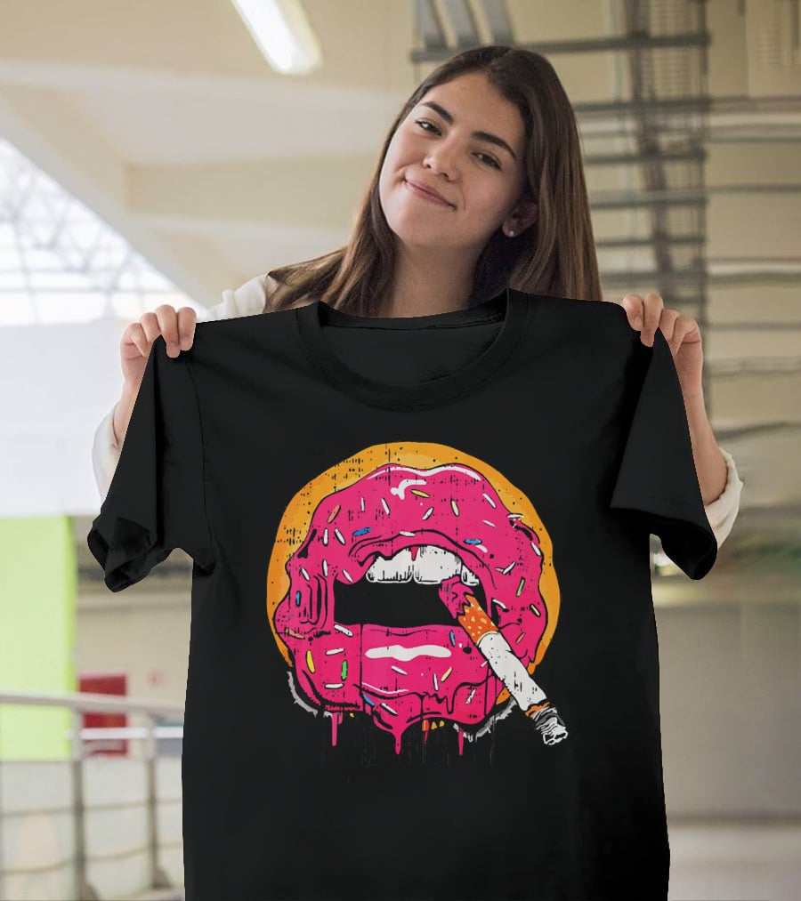 Donut Lips Cigarette Cool Sweet Doughnut T-Shirt