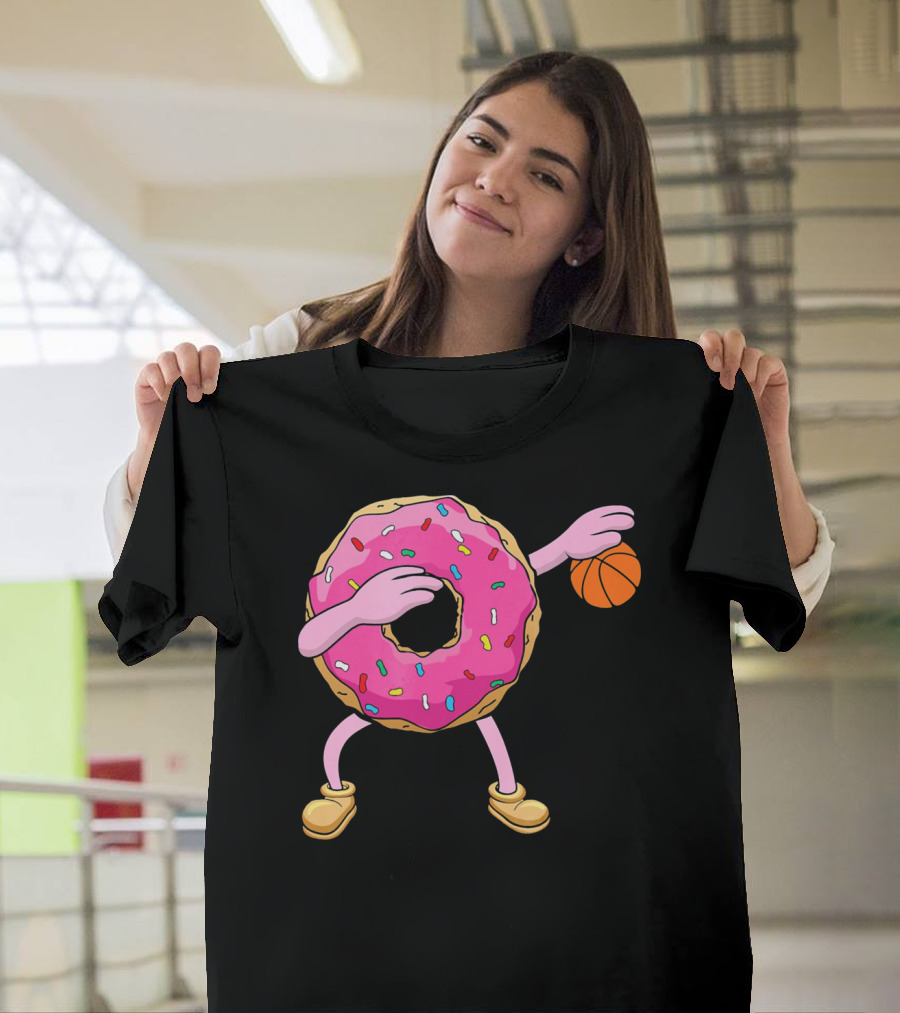 Dabbing Donut Donut Dab Basketball with Sprinkles and Pink Frosting T-Shirt
