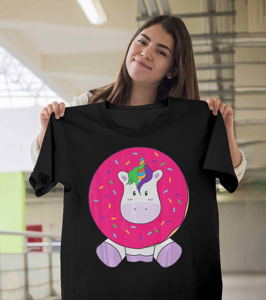 Kawaii Unicorn Donut with Sprinkles Cute Girly T-Shirt