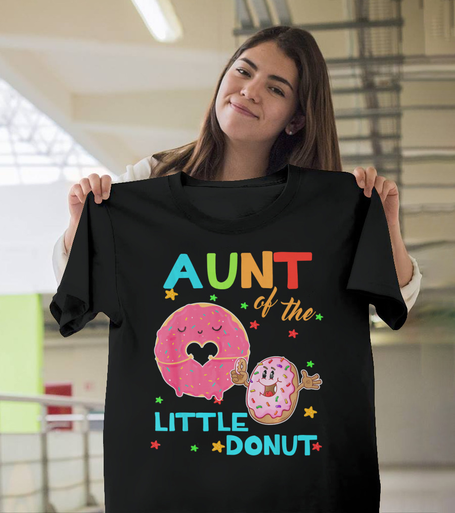Aunt of the Little Donut Birthday Colorful Star Sprinkles T-Shirt