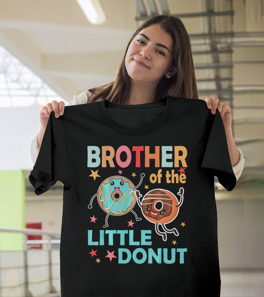 BROTHER OF THE LITTLE DONUT Cute Cartoon Characters With Stars And Sprinkles T-Shirt