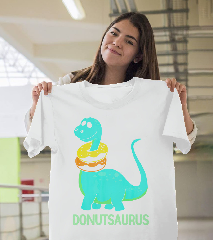Brachiosaurus Donut Donutsaurus Cute Dinosaur with Treats T-Shirt