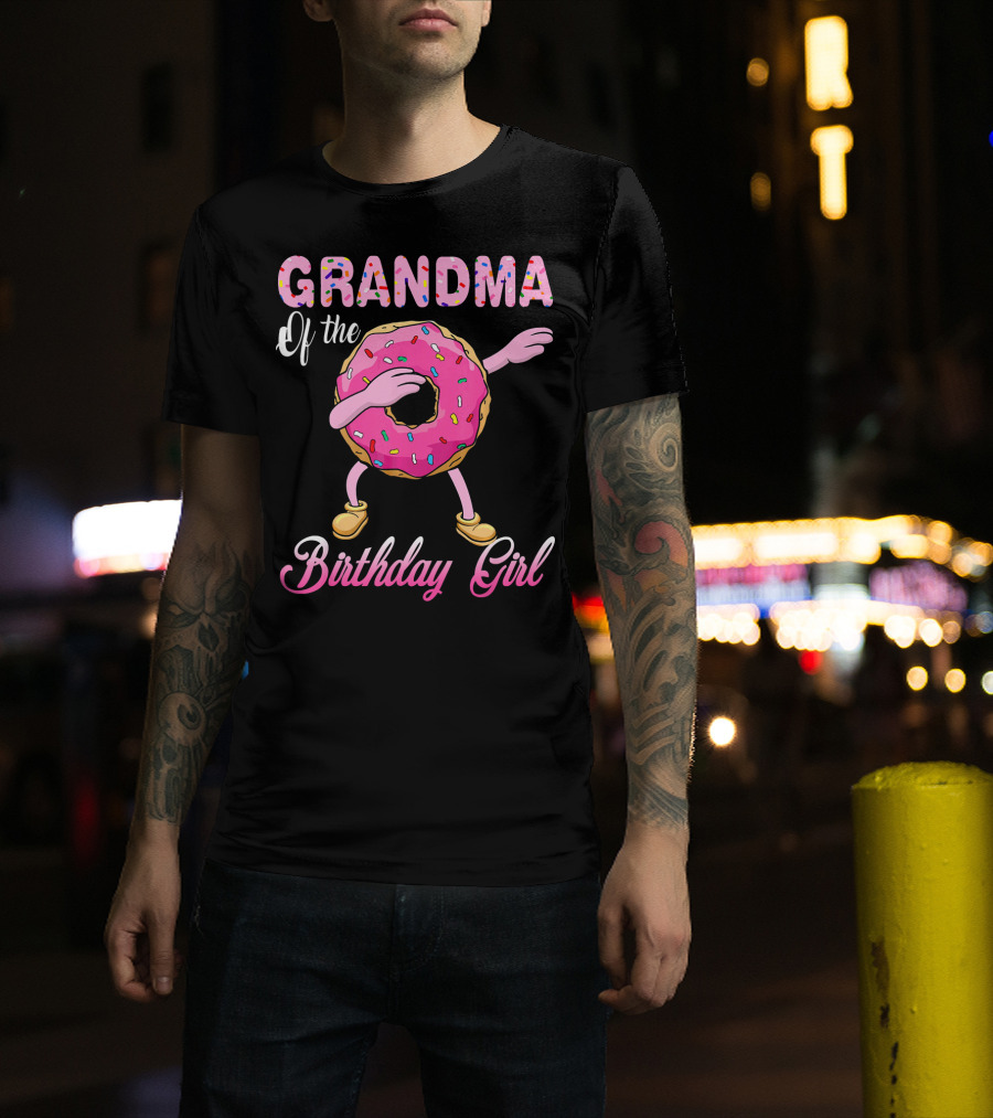 Grandma Of The Birthday Girl Donut Dab Colorful Sprinkles T-Shirt
