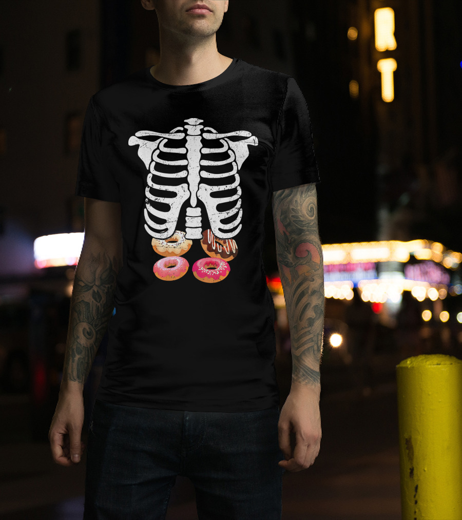 Skeleton Pregnancy Donut X Ray Ribcage Treats T-Shirt