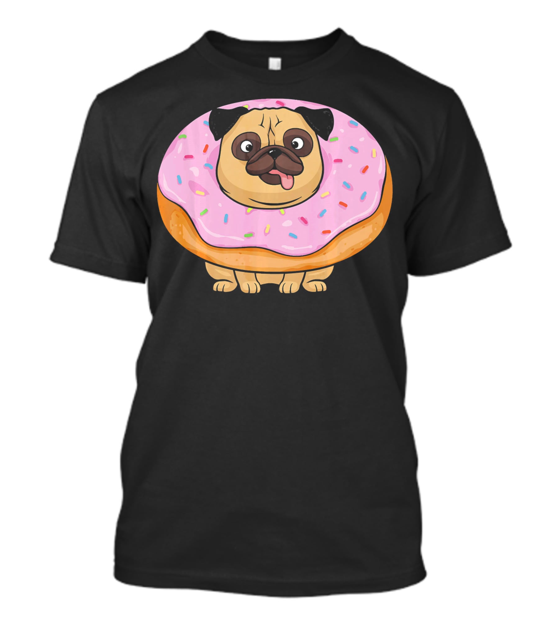 Cute Doughnut Pug Wearing A Donut Costume Sprinkles T-Shirt