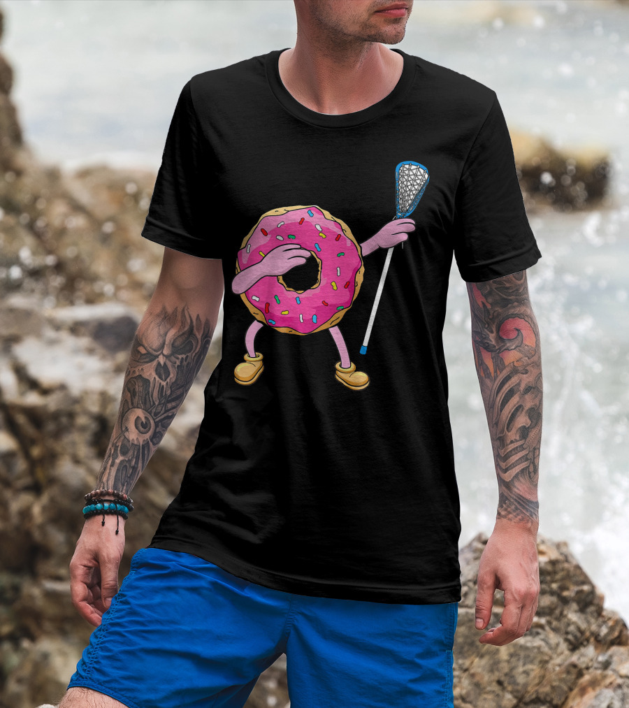 Dabbing Donut Playing Lacrosse With Sprinkles T-Shirt