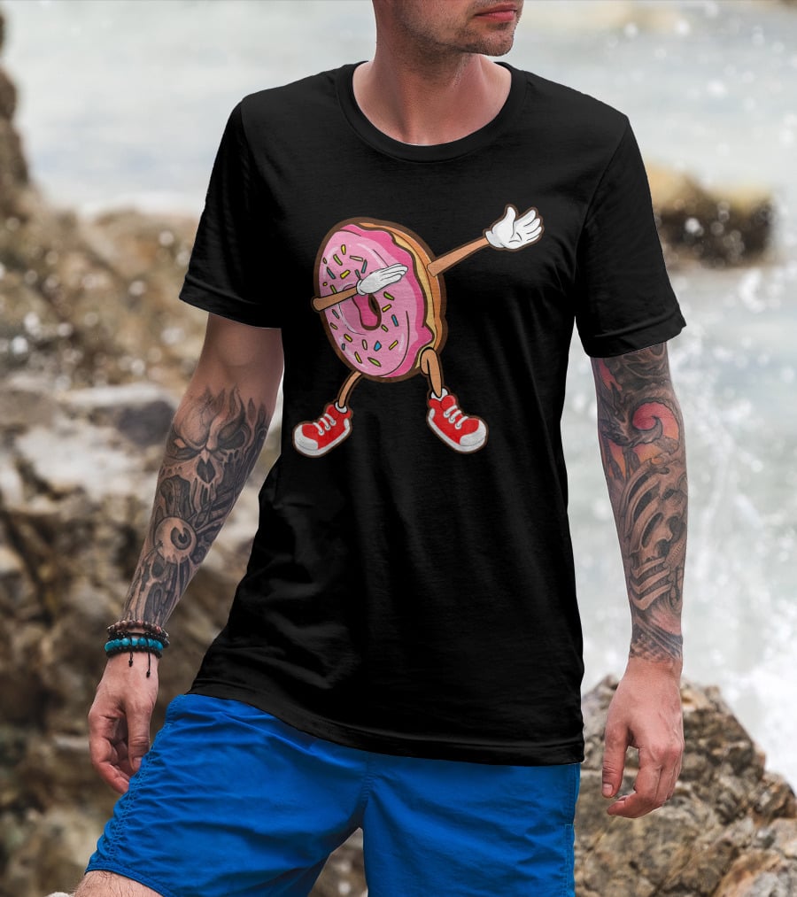 Dabbing Strawberry Frosted Donut With Sprinkles And Red Sneakers T-Shirt