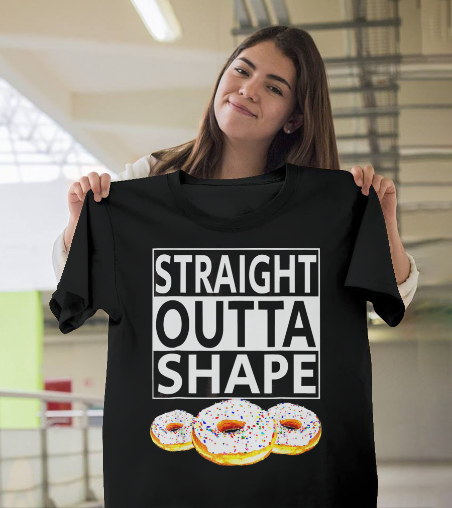 Straight Outta Shape Funny Workout Donut T-Shirt