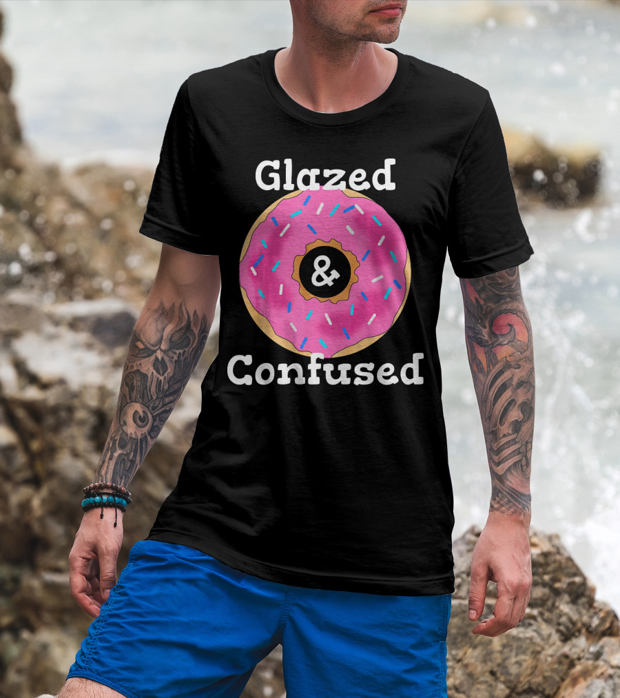 Glazed And Confused With Pink Sprinkled Donut T-Shirt
