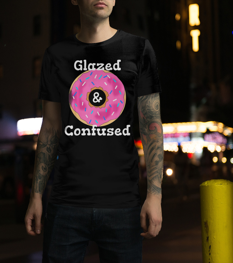 Glazed And Confused With Pink Sprinkled Donut T-Shirt