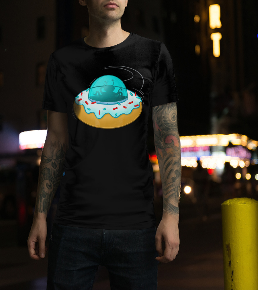 Funny UFO Donut With Cute Alien Sprinkles T-Shirt