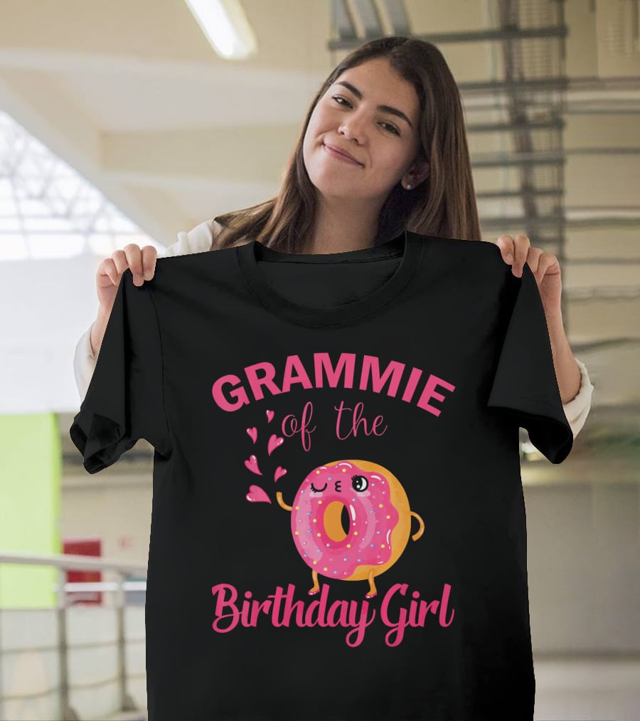 GRAMMIE Of The Birthday Girl Donut With Hearts T-Shirt