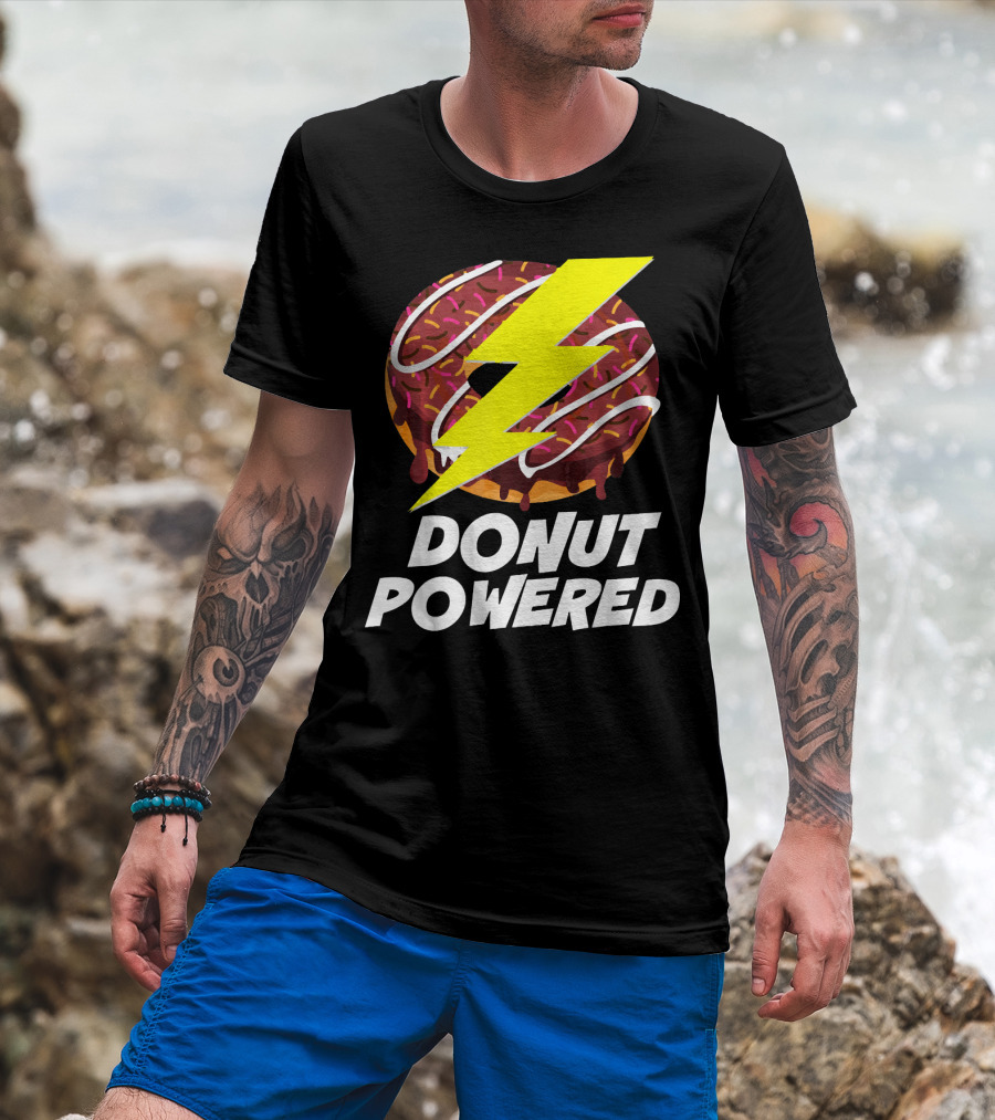 Donut Powered Lightning Bolt Donut With Sprinkles T-Shirt