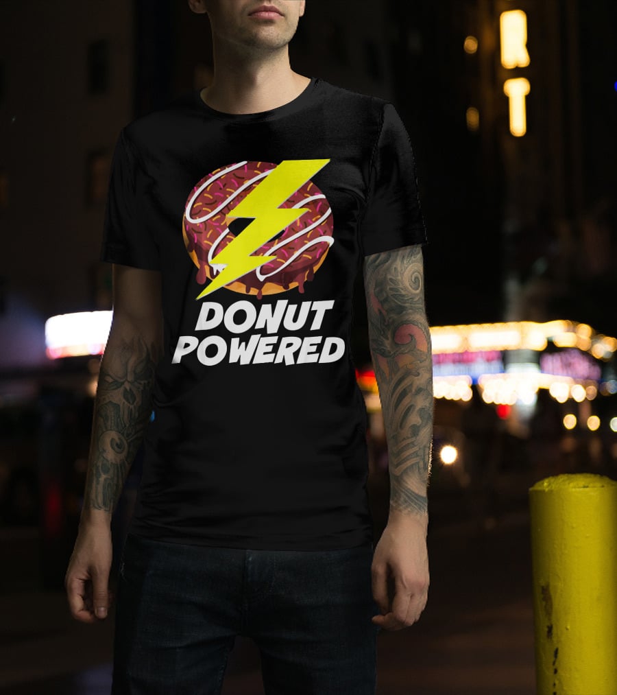 Donut Powered Lightning Bolt Donut With Sprinkles T-Shirt