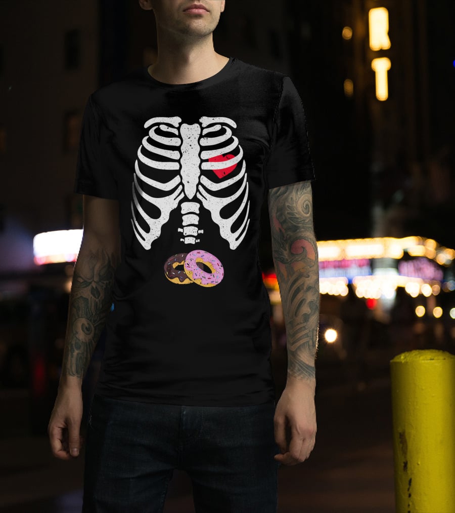 Halloween Pregnancy Skeleton Donut Baby Costume T-Shirt