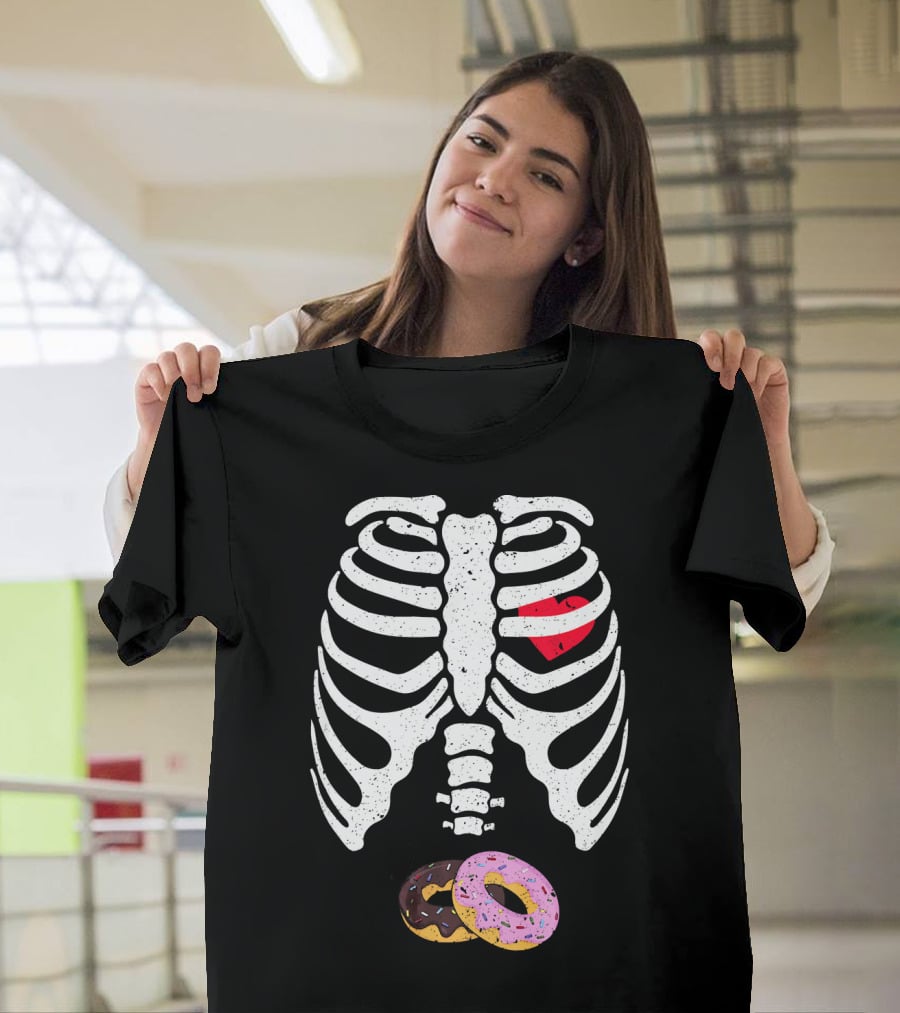 Halloween Pregnancy Skeleton Donut Baby Costume T-Shirt