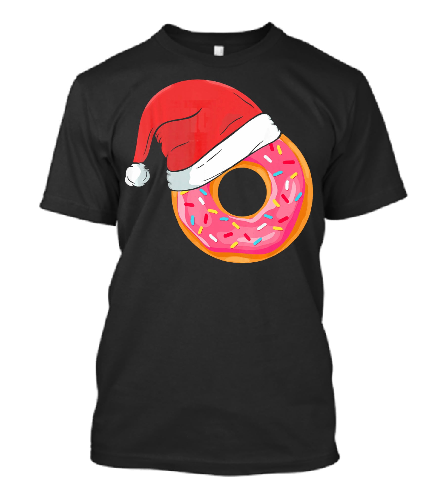 Santa Hat On Sprinkled Donut Holiday Humor T-Shirt