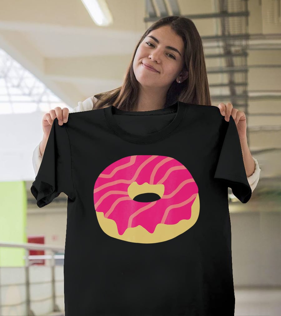 Donut With Pink Glaze And Vibrant Stripes T-Shirt