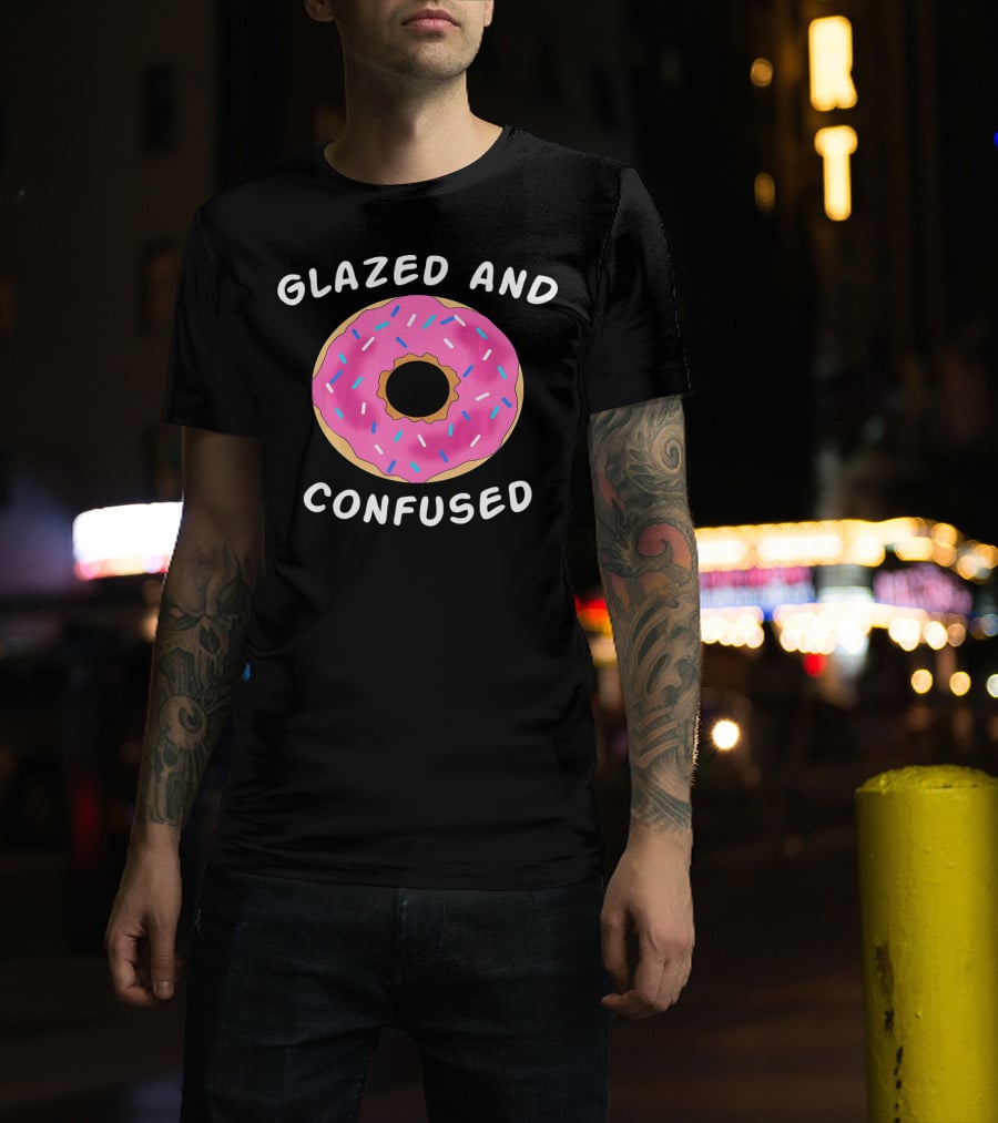 Glazed And Confused Donut Lover Pink Sprinkle Doughnut T-Shirt