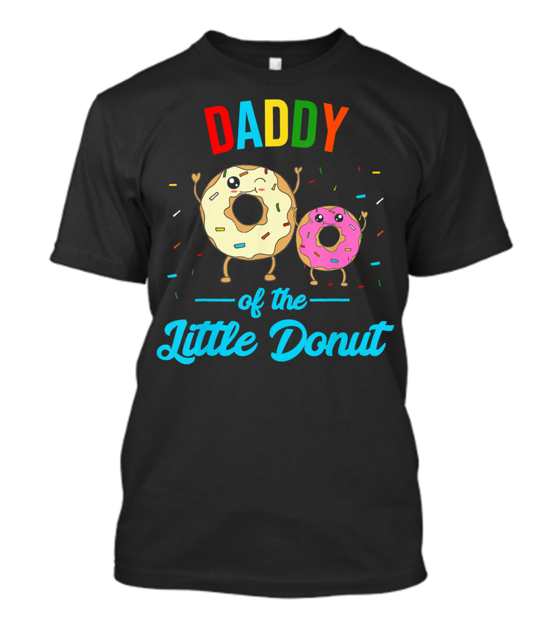 Mens Daddy Of The Little Donut Cute Colorful Sprinkles Character Duo T-Shirt