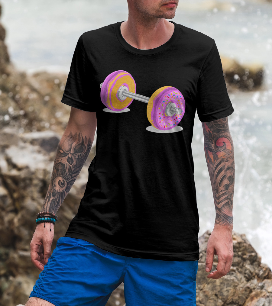 Donut Barbell Sprinkle Weightlifting Humor Novelty T-Shirt
