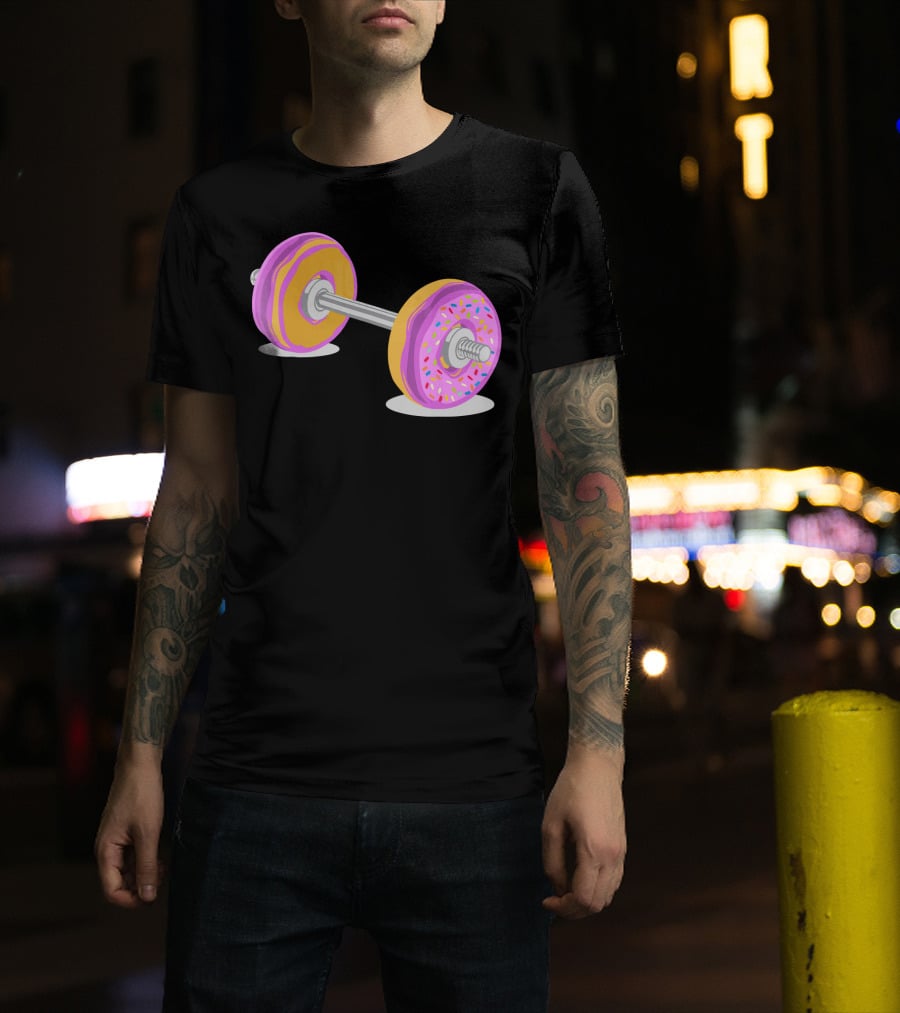 Donut Barbell Sprinkle Weightlifting Humor Novelty T-Shirt