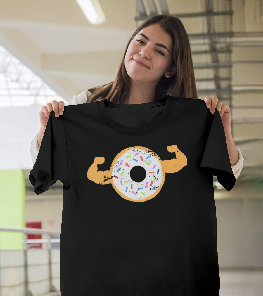 Mens Muscle Donut Flexing Funny Powerlifting T-Shirt