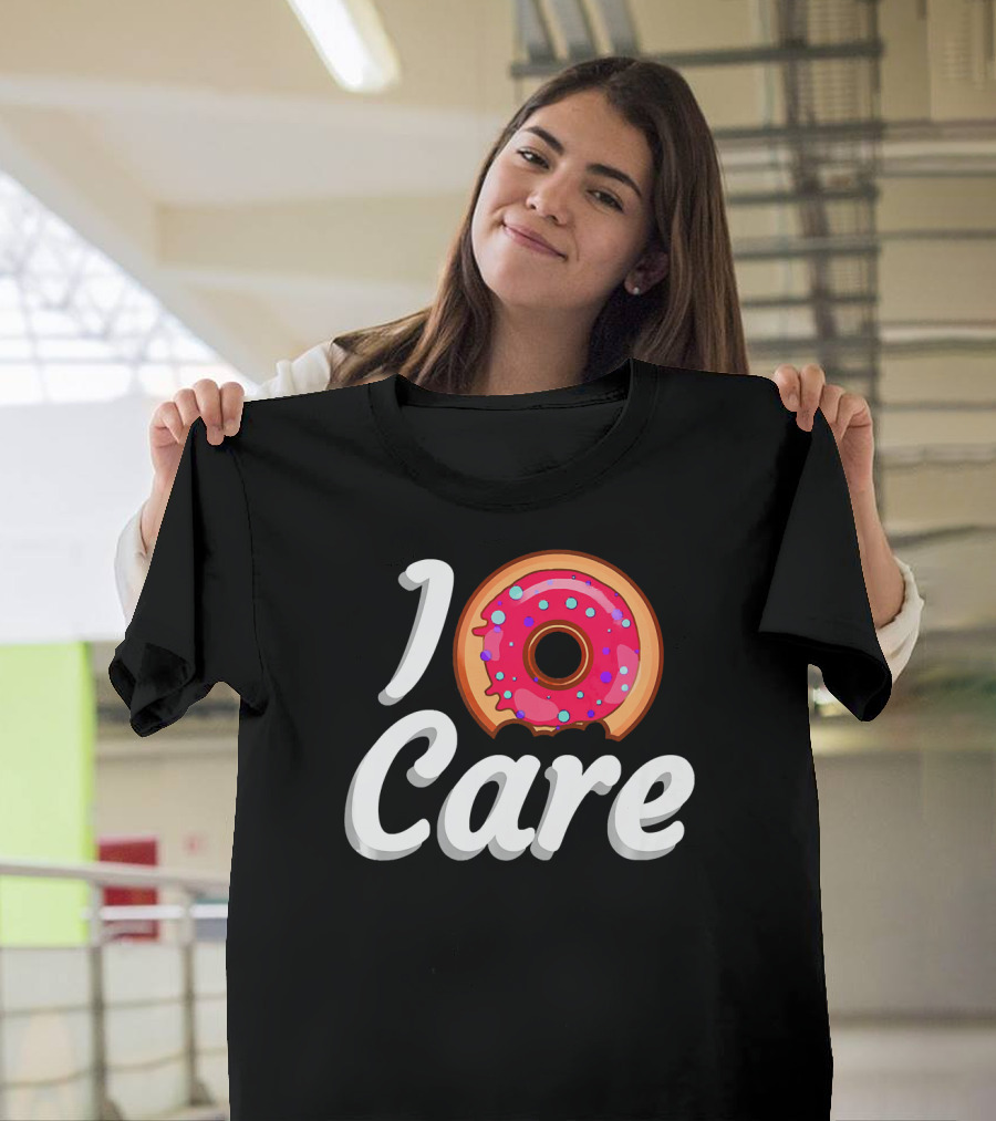 I Donut Care Funny Doughnut Lovers Pink Sprinkled Donut T-Shirt