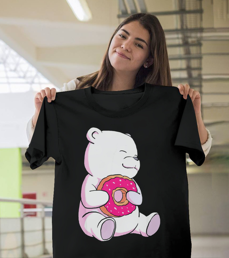 Polar Bear Holding Donut Animal Lover T-Shirt