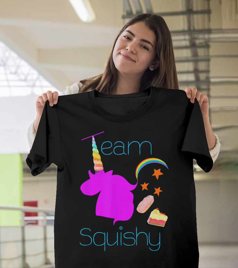 Team Squishy Forever Unicorn Rainbow Donut Cake Stars T-Shirt