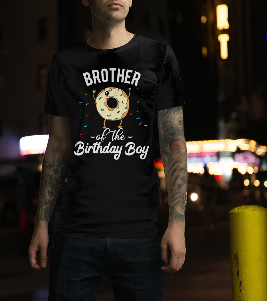 BROTHER Of The Birthday Boy Donut Winking Confetti T-Shirt