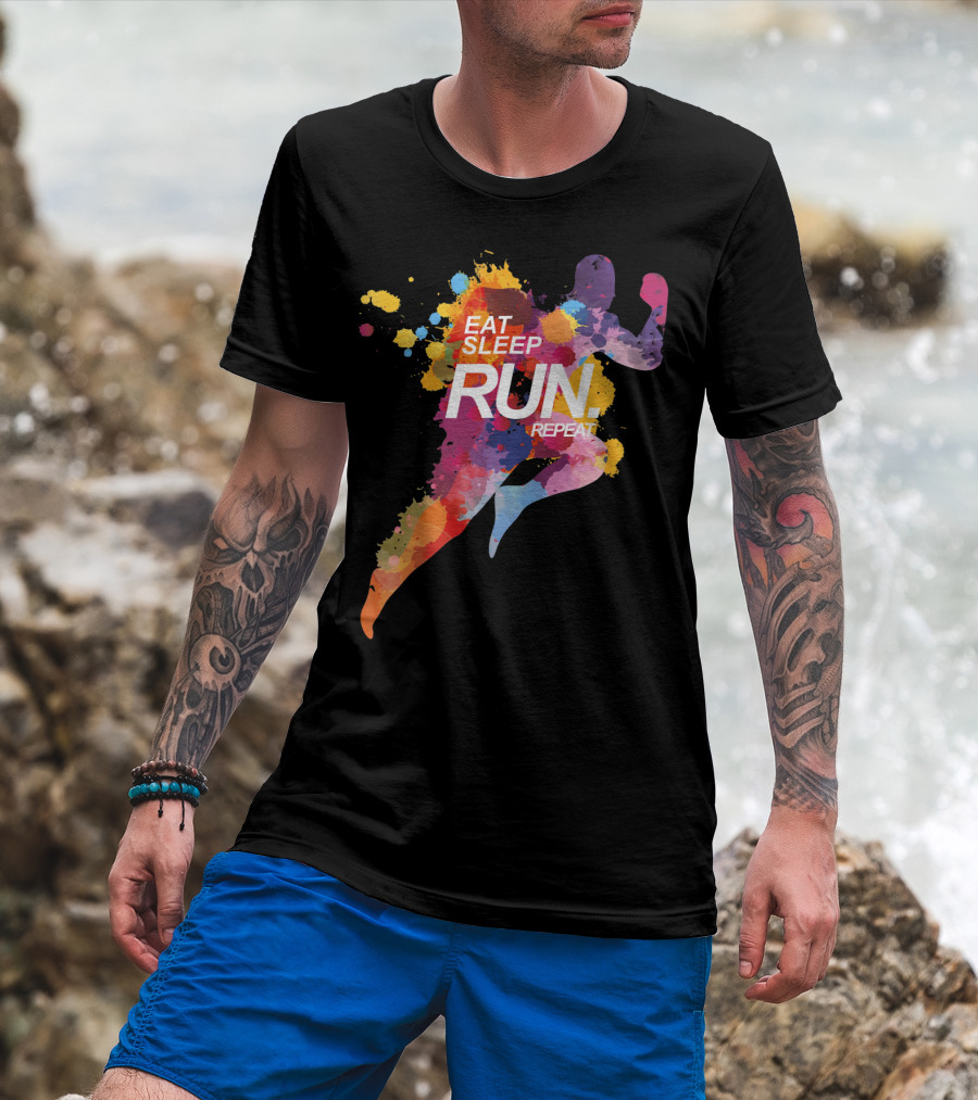 Eat Sleep Run Repeat Colorful Runner T-Shirt