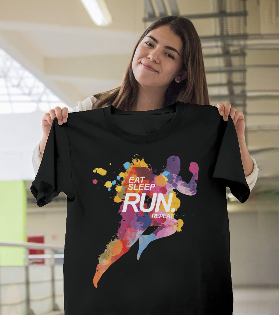 Eat Sleep Run Repeat Colorful Runner T-Shirt