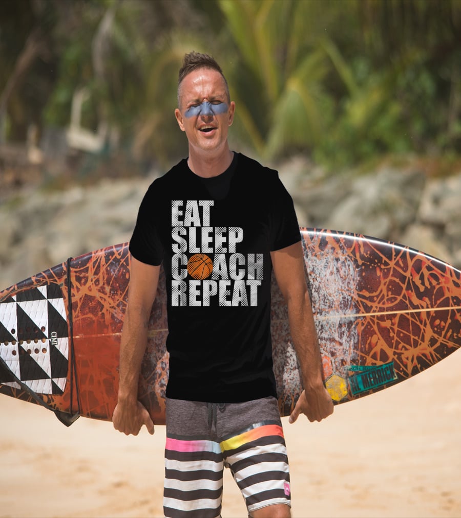 Eat Sleep Coach Basketball Repeat Vintage Style Fun Sports T-Shirt