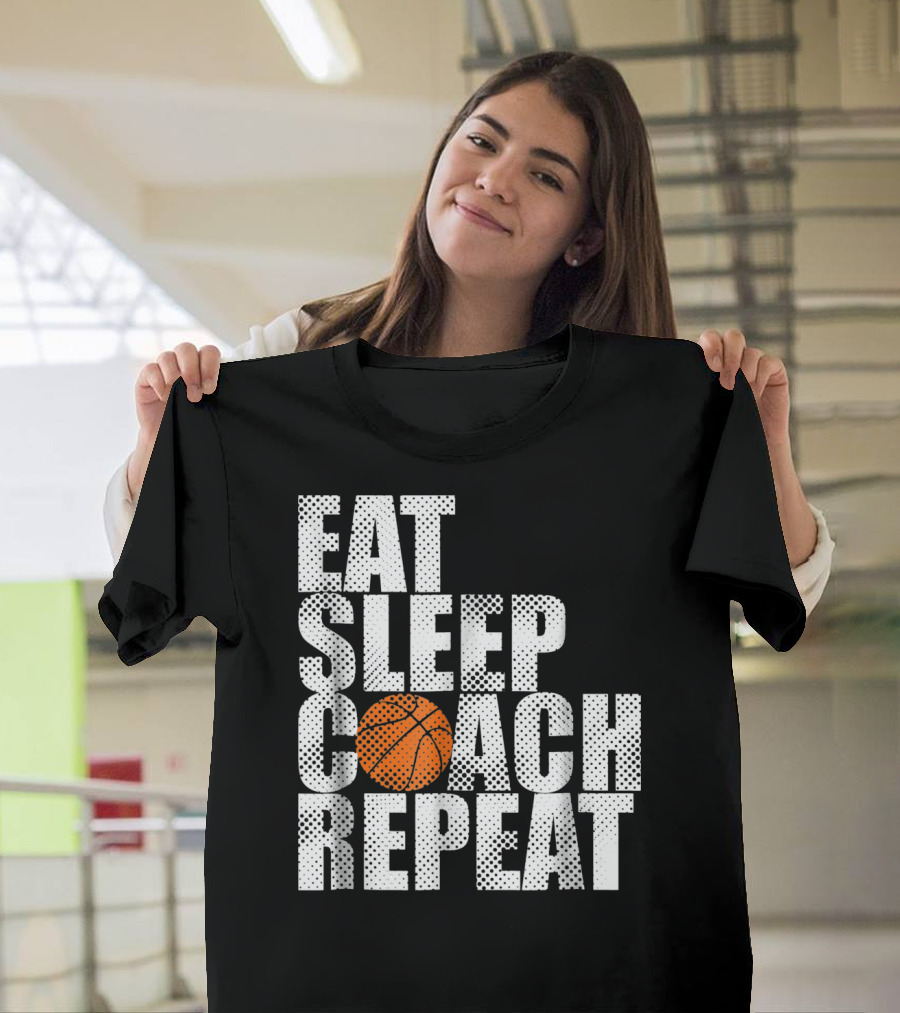 Eat Sleep Coach Basketball Repeat Vintage Style Fun Sports T-Shirt