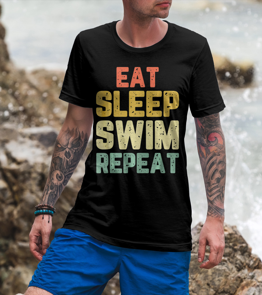 Eat Sleep Swim Repeat Swimming Vintage T-Shirt