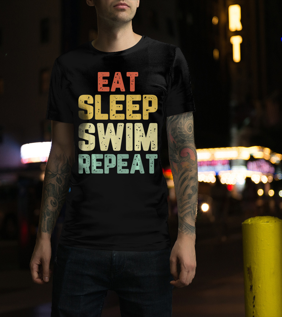 Eat Sleep Swim Repeat Swimming Vintage T-Shirt