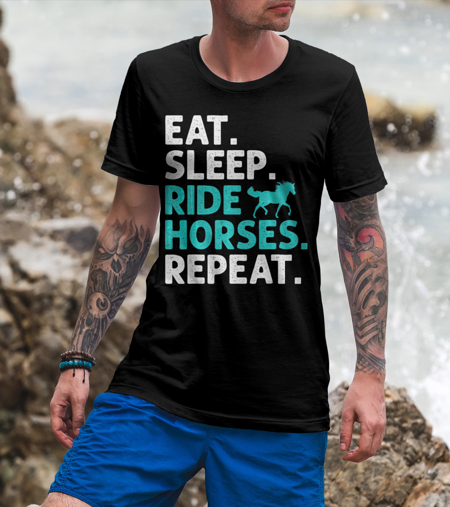 Eat Sleep Ride Horses Repeat Vintage Horse T-Shirt