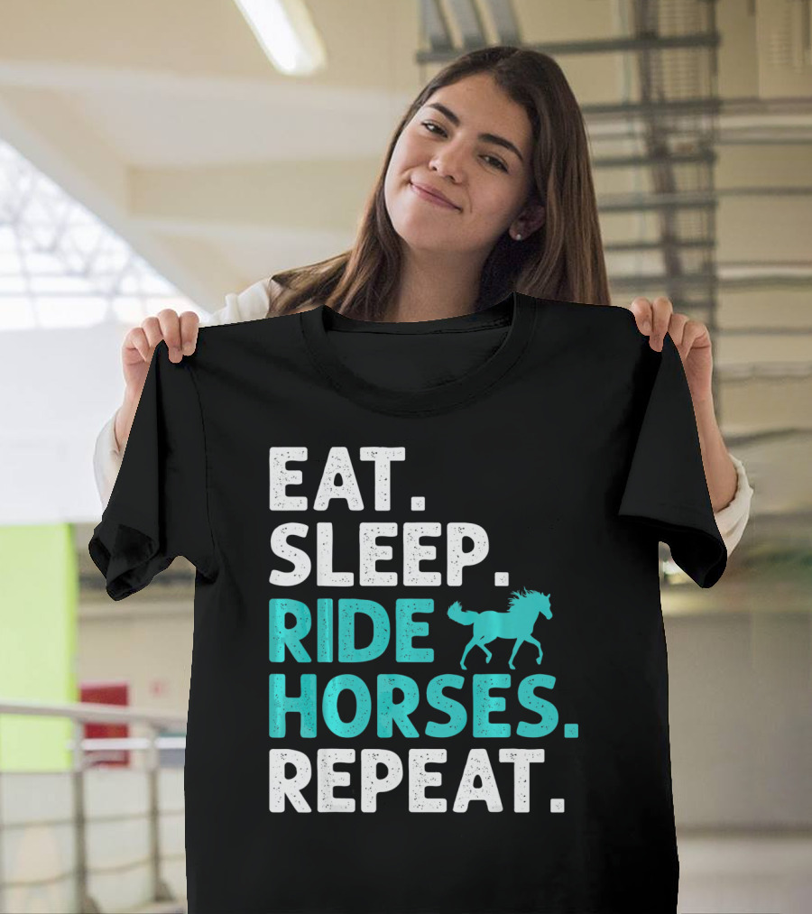 Eat Sleep Ride Horses Repeat Vintage Horse T-Shirt