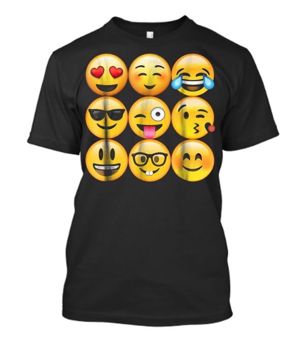 Emoji Heart Eyes Cool Tongue Wink Glasses Smiley Faces T-Shirt