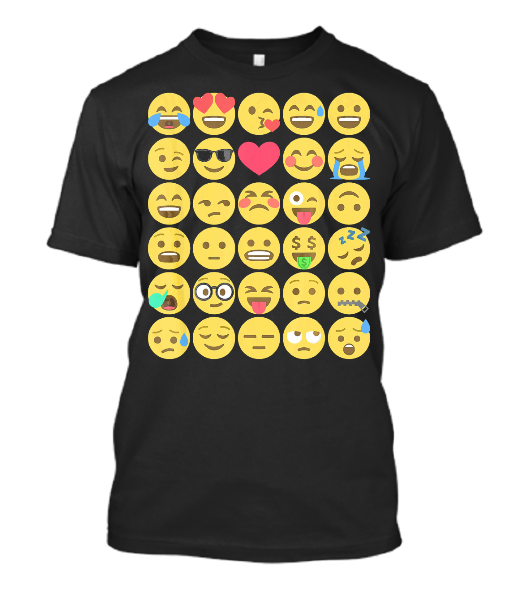 Emoji Emoticons Smiley Faces Heart Sunglasses Laughing Crying Stack T-Shirt