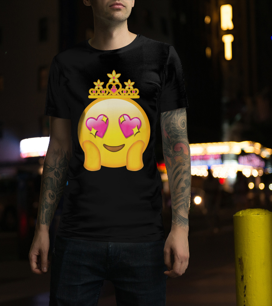 Emoticon Queen Heart Eyes Emoji With Crown Princess T-Shirt