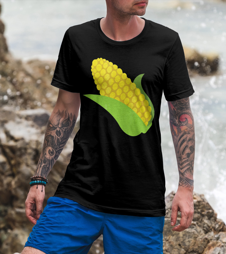 Emoji Corn On The Cob Yellow Kernels Green Husk T-Shirt