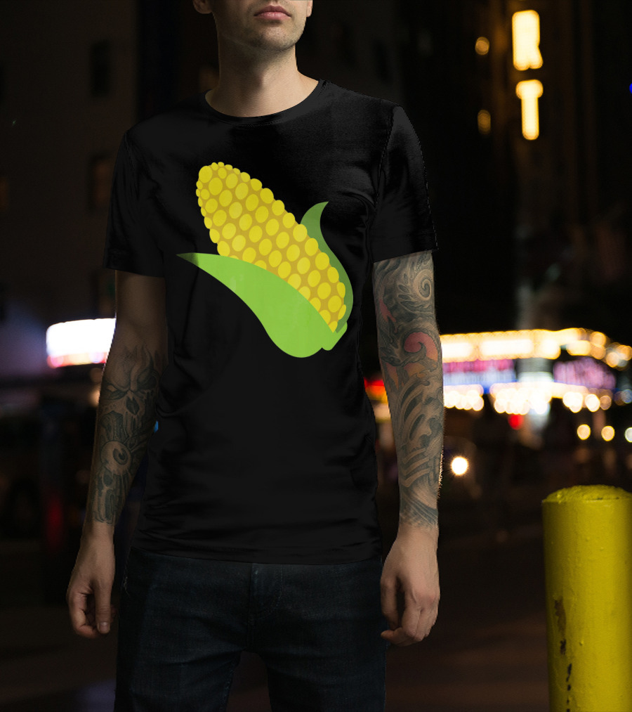 Emoji Corn On The Cob Yellow Kernels Green Husk T-Shirt