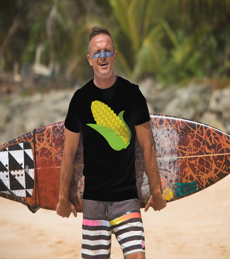 Emoji Corn On The Cob Yellow Kernels Green Husk T-Shirt