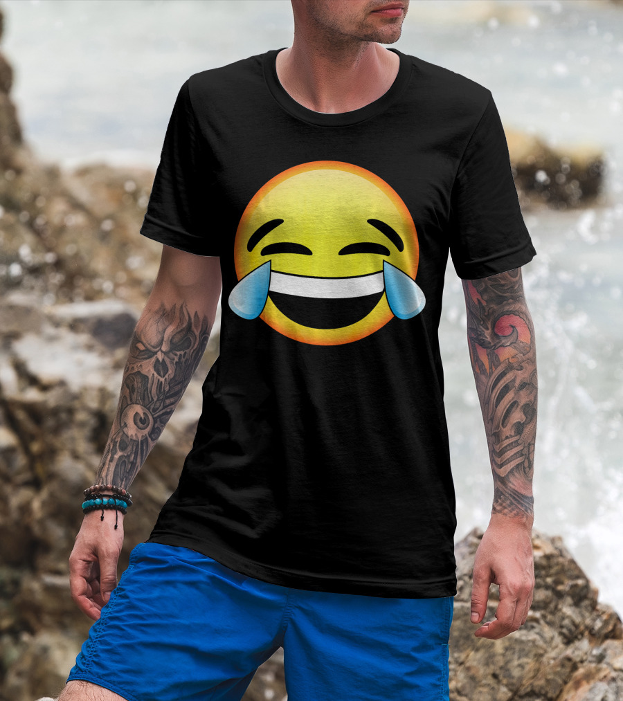 HD Emoji Tears Of Joy Face Laughin Hilarious Expression T-Shirt