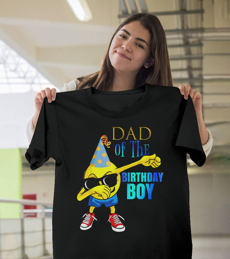 Dad of the Birthday Boy Cool Dancing Dabbing Emoji T-Shirt